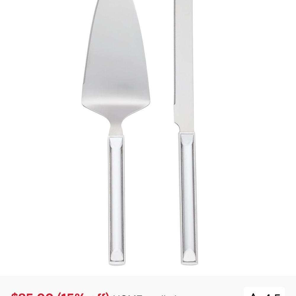 Kate Spade Silver Cake Knife and Server Set - Picture 2 of 5